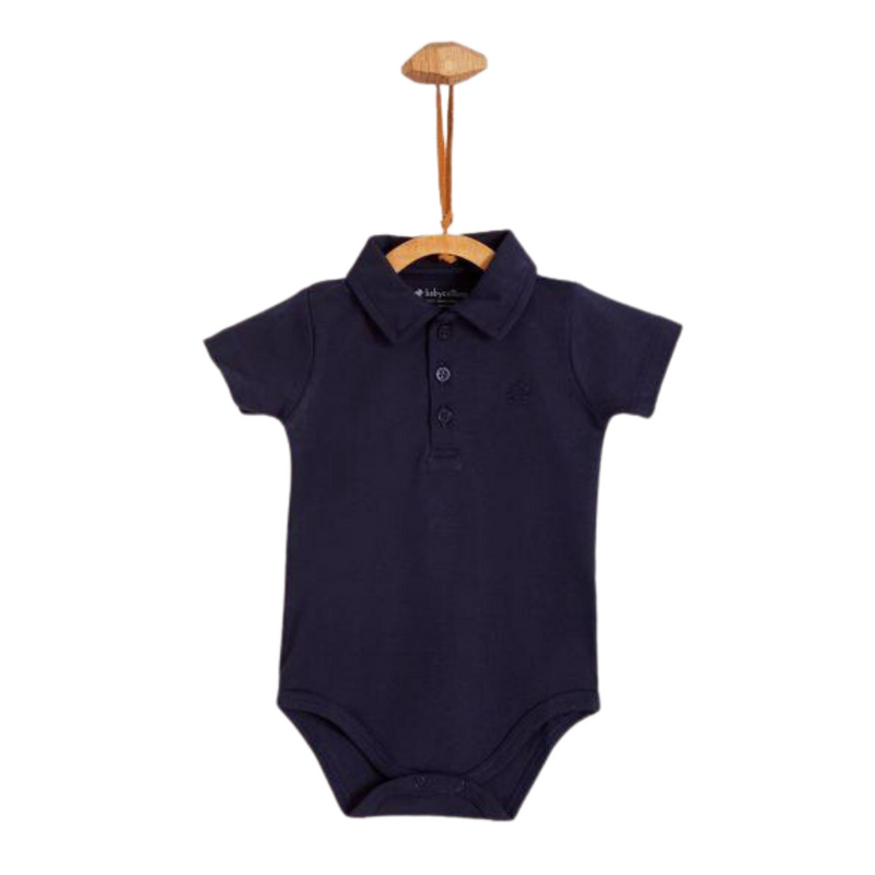 Babycottons Pima Short Sleeve Polo Bodysuit Navy