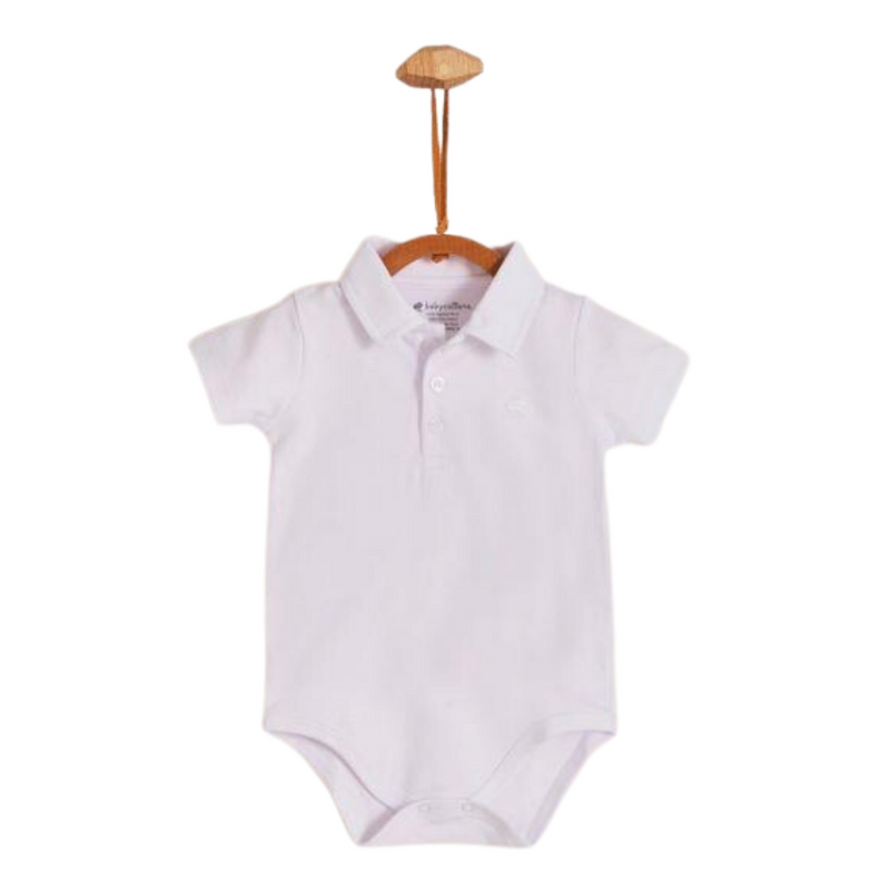 Babycottons Pima Short Sleeve Polo Bodysuit White