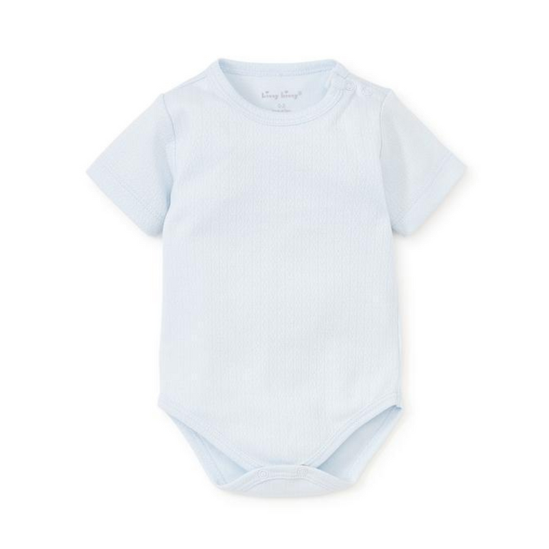 Kissy Kissy Pointelle Short Sleeve Bodysuit Blue