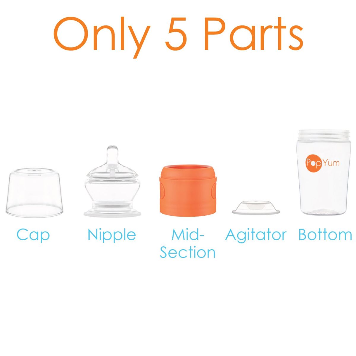 Kit De Mamadeira PopYum Com Mixer 260ML - Fewer Parts & Less Clutter