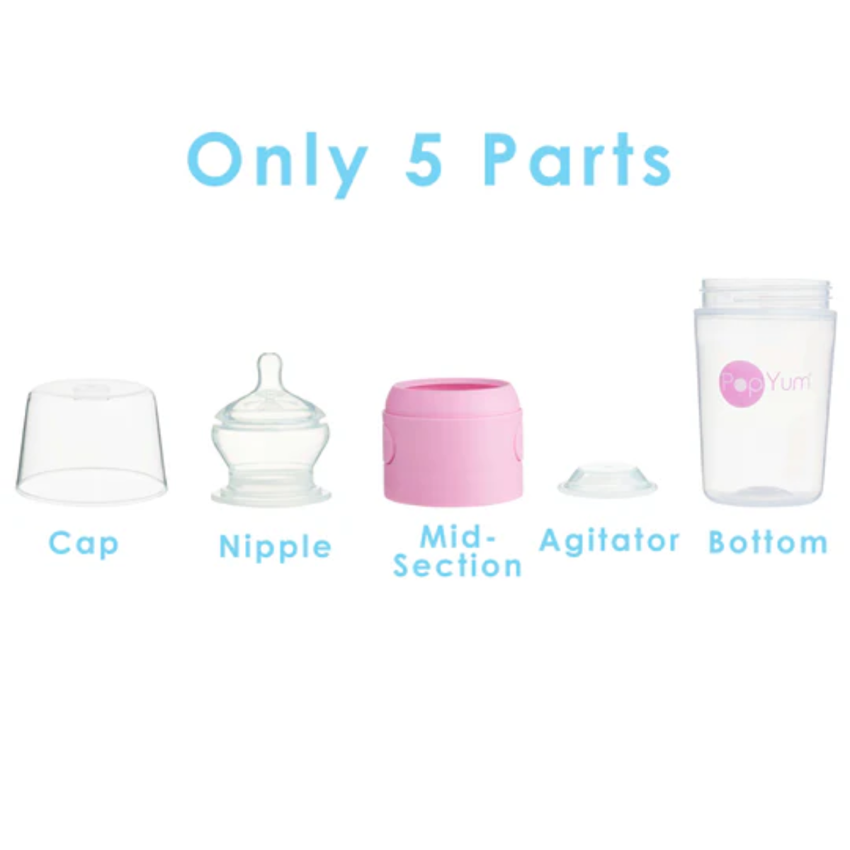 Popyum Anti-Colic Formula Making Baby Bottle 2Pk, 9 Oz - Pastel Pink - Fewer Parts & Less Clutter