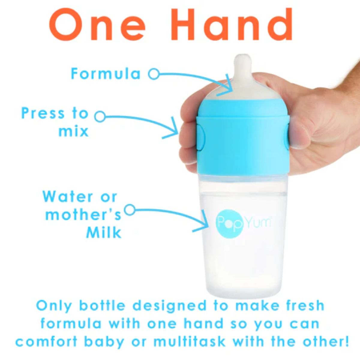 Popyum Anti-Colic Formula Making Baby Bottle, 2-Pack, 9 Oz - Sky Blue