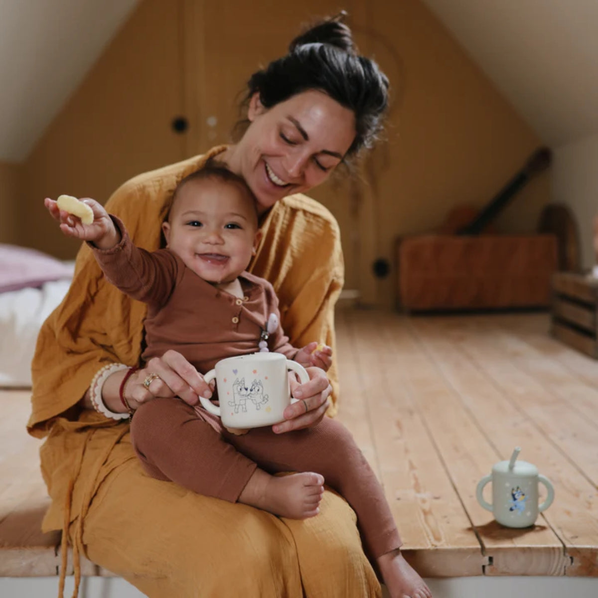 Mushie Snack Cup - Bluey Sage on Luna Baby Store Miami