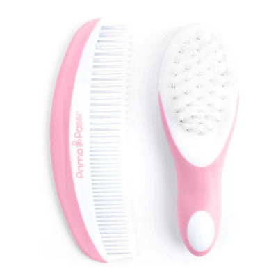 Primo Passi Baby Hair Brush and Comb Set - Pink