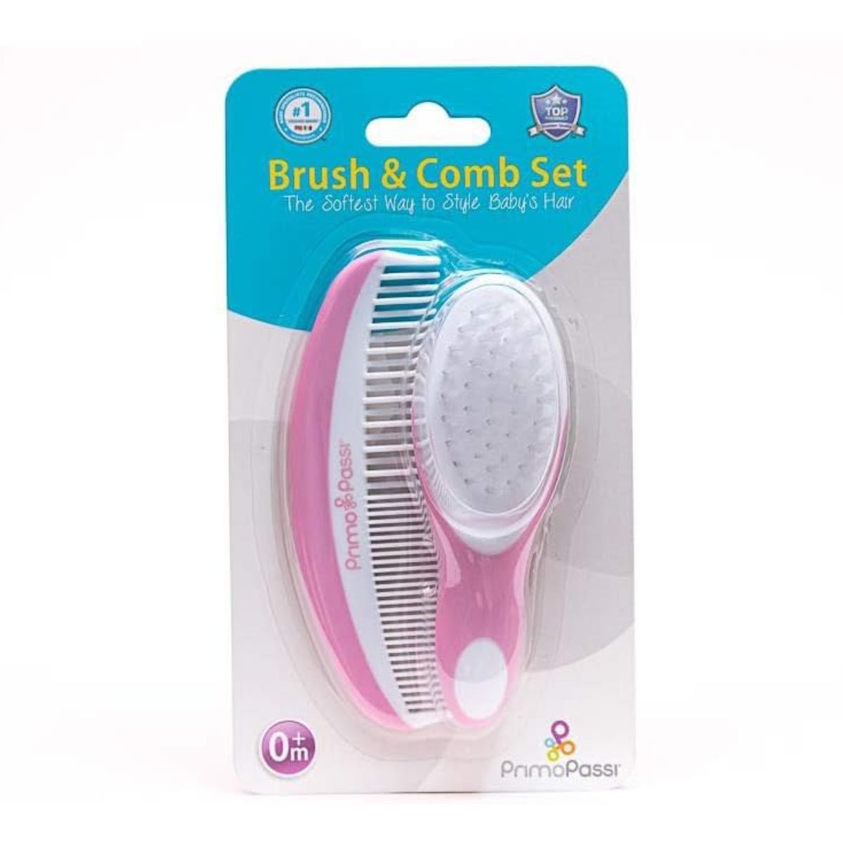 Primo Passi Baby Hair Brush and Comb Set - Pink