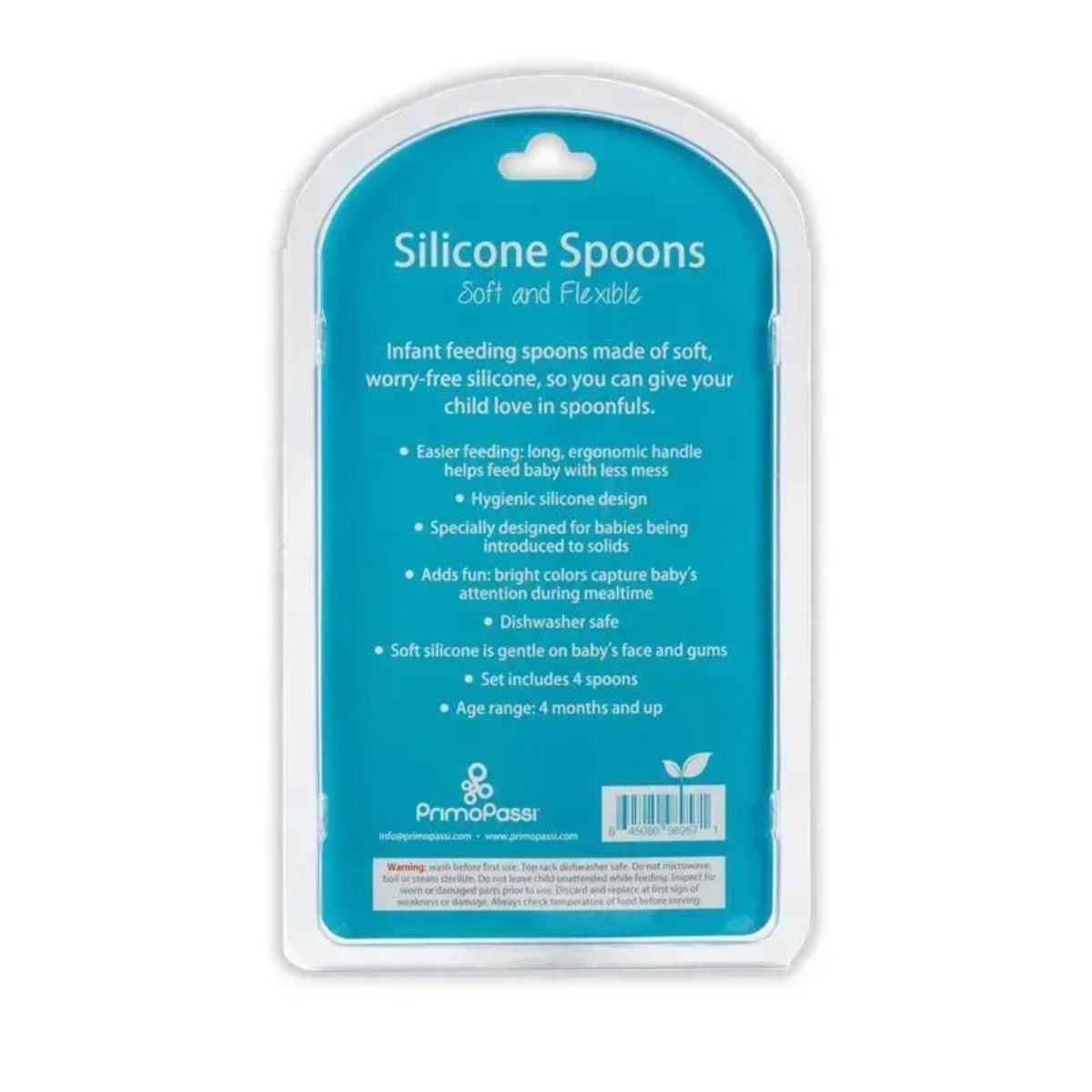 Primo Passi Silicone Spoon 4PK - Blue & Green