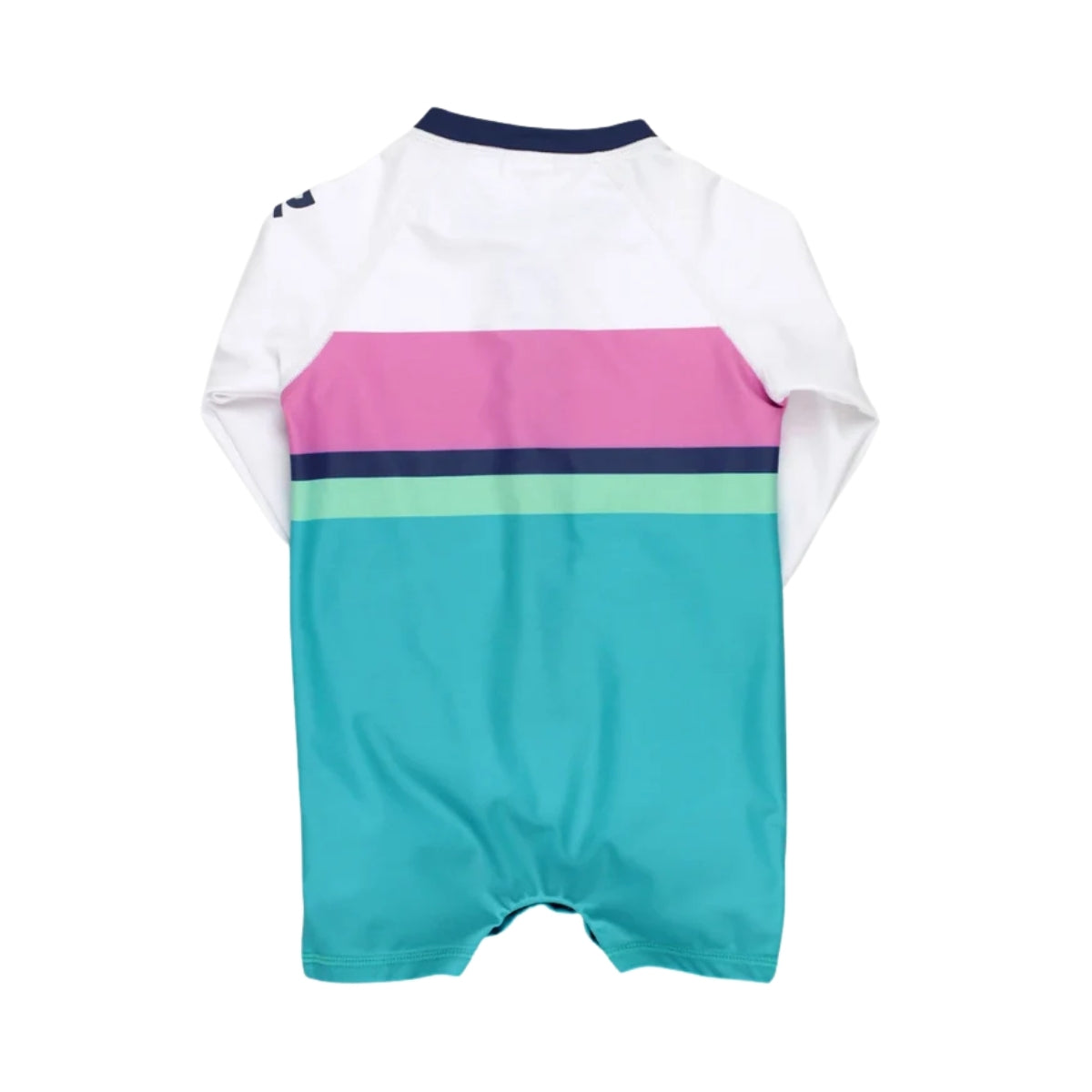 Rugged Butts Boys’ Logo Long Sleeve One Piece Rash Guard - Aqua Color Block - 2T