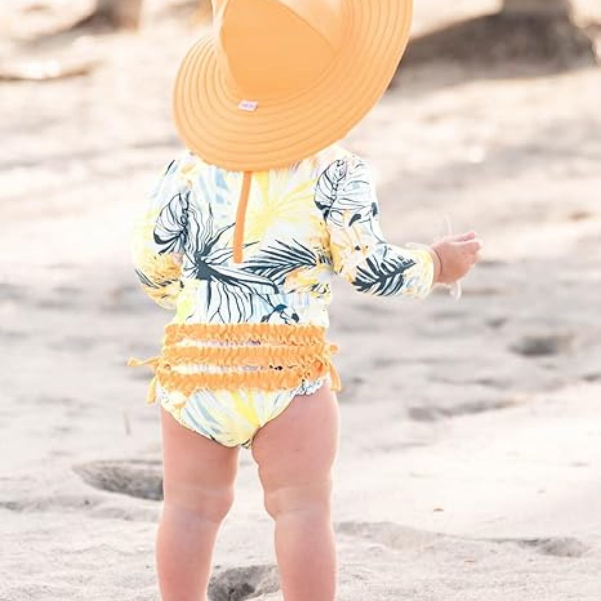 Ruffle Butts Swim Hat Reversible Melon - 0-12 M on Luna Baby Store Miami