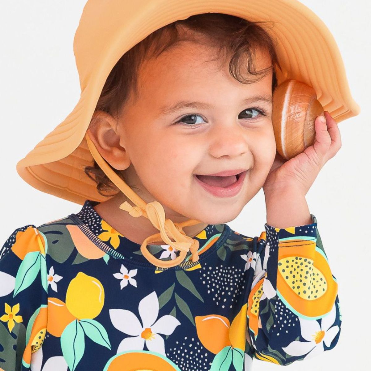 Ruffle Butts Swim Hat Reversible Melon - 0-12 M