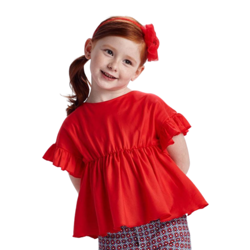 Mayoral Ruffled Sleeves Blouse Girl Poppy