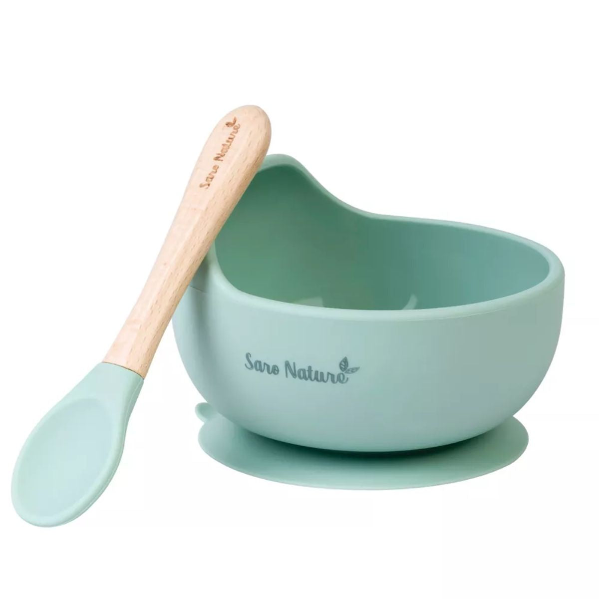 Saro Nordic Wave Bowl Feeding Set - Hunter Mint on Luna Baby Store Miami