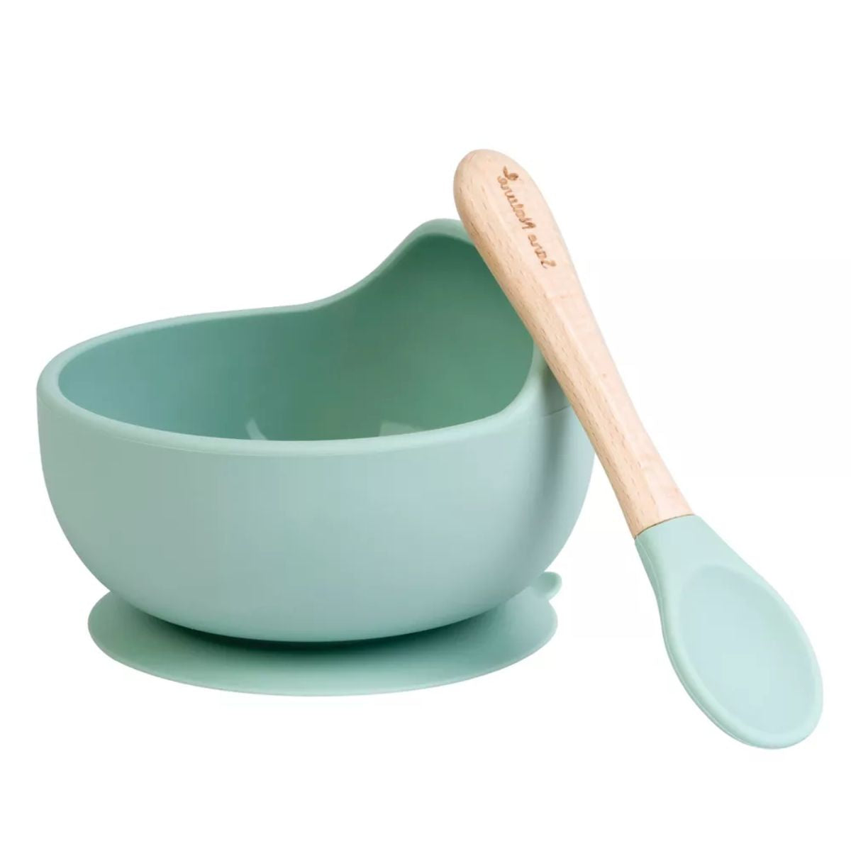 Saro Nordic Wave Bowl Feeding Set - Hunter Mint on Luna Baby Store Miami