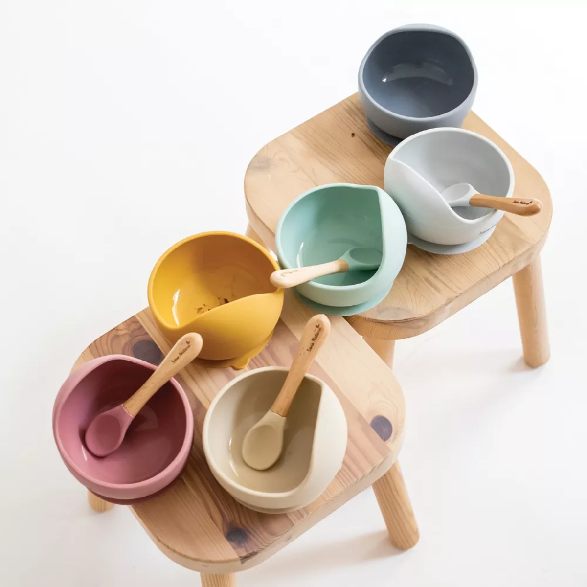 Saro Nordic Wave Bowl Feeding Set - Mist