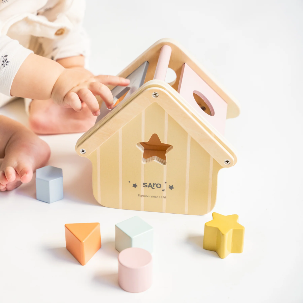 Saro Wooden Shape Sorting House on Luna Baby Store Miami