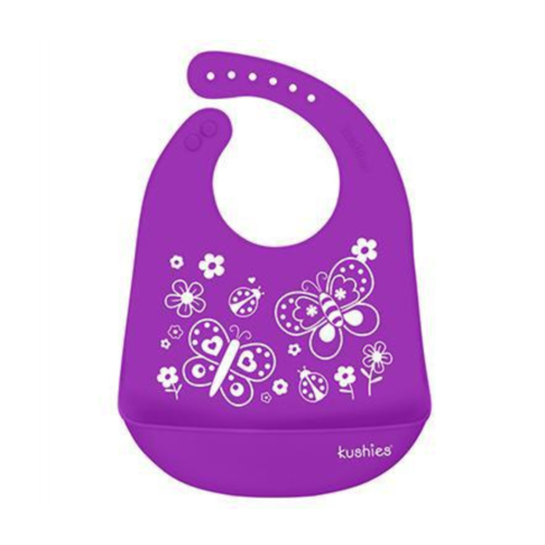 kushies Silicatch Silicone Bib Butterfly Kiss Violet