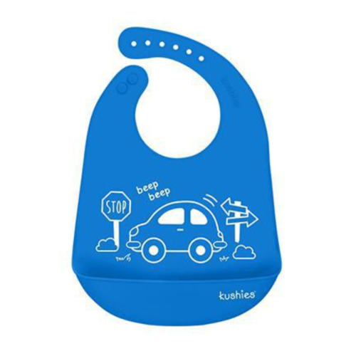 kushies Silicatch Silicone Bib My Car Azure