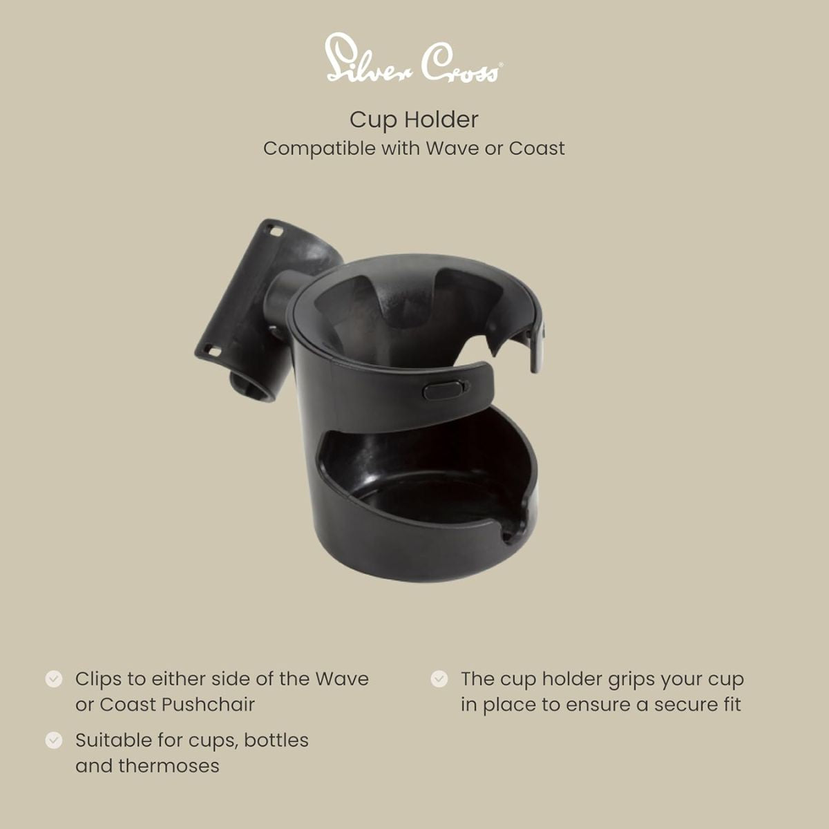 Silver Cross Cup Holder - Wave/Coast