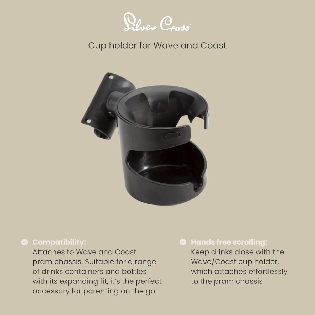 Silver Cross Cup Holder - Wave/Coast