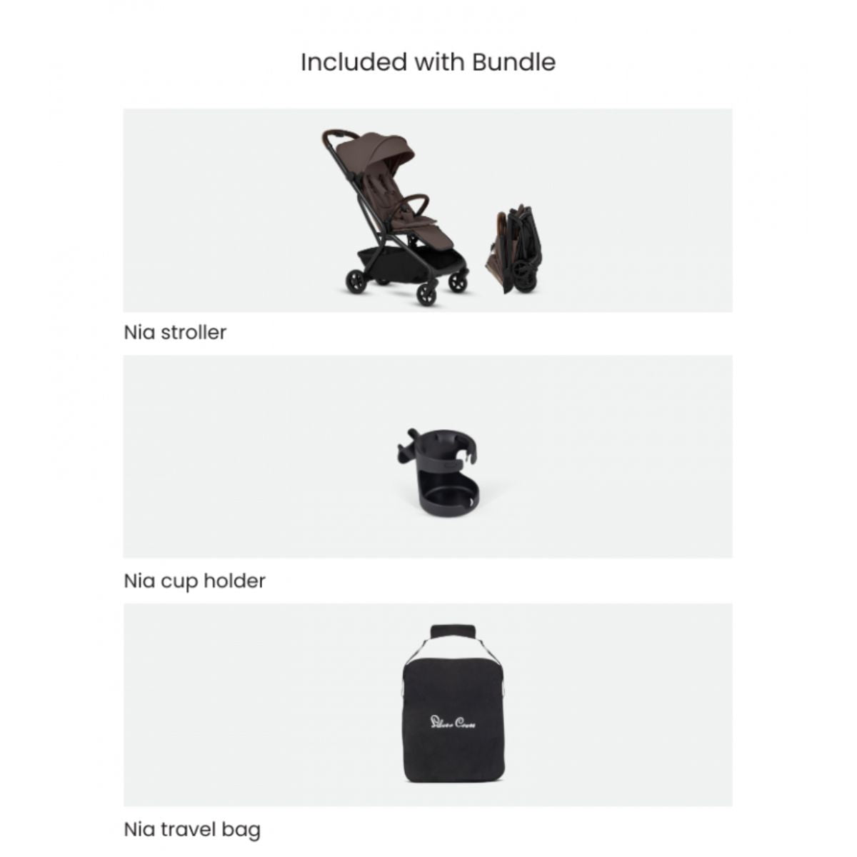 Silver Cross Nia Compact Travel Stroller Bundle - Chocolate