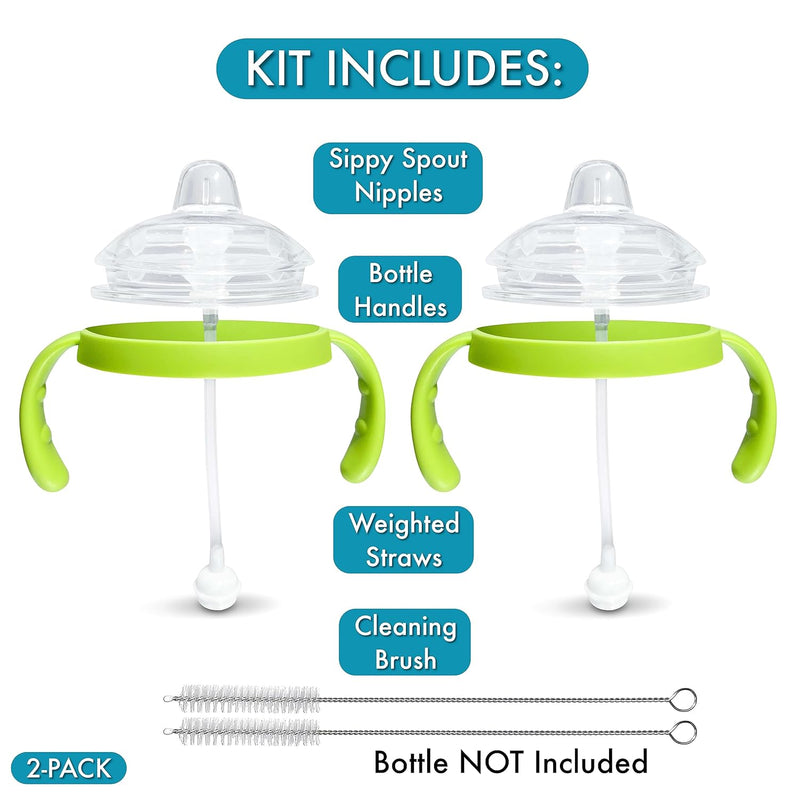Sippy Cup Coversion Kit For Baby Bottle Como Tomo - Green