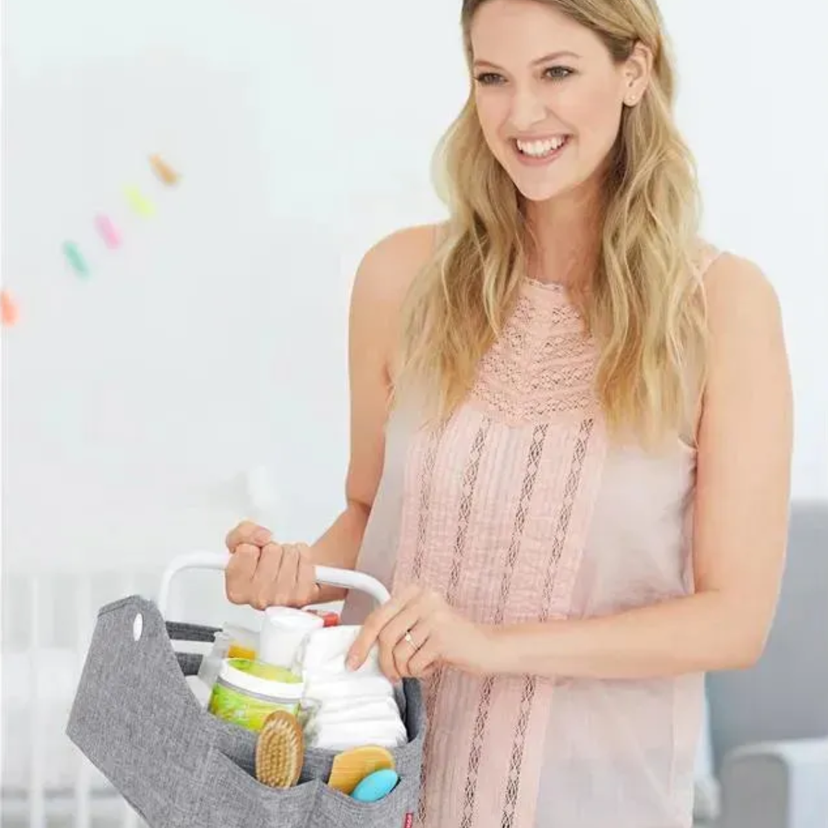 Skip Hop Nursery Style Light Up Diaper Caddy - Grey