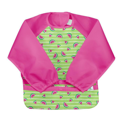 Green Sprouts Snap & Go Easy Wear Long Sleeve Bib Watermelon Stripe