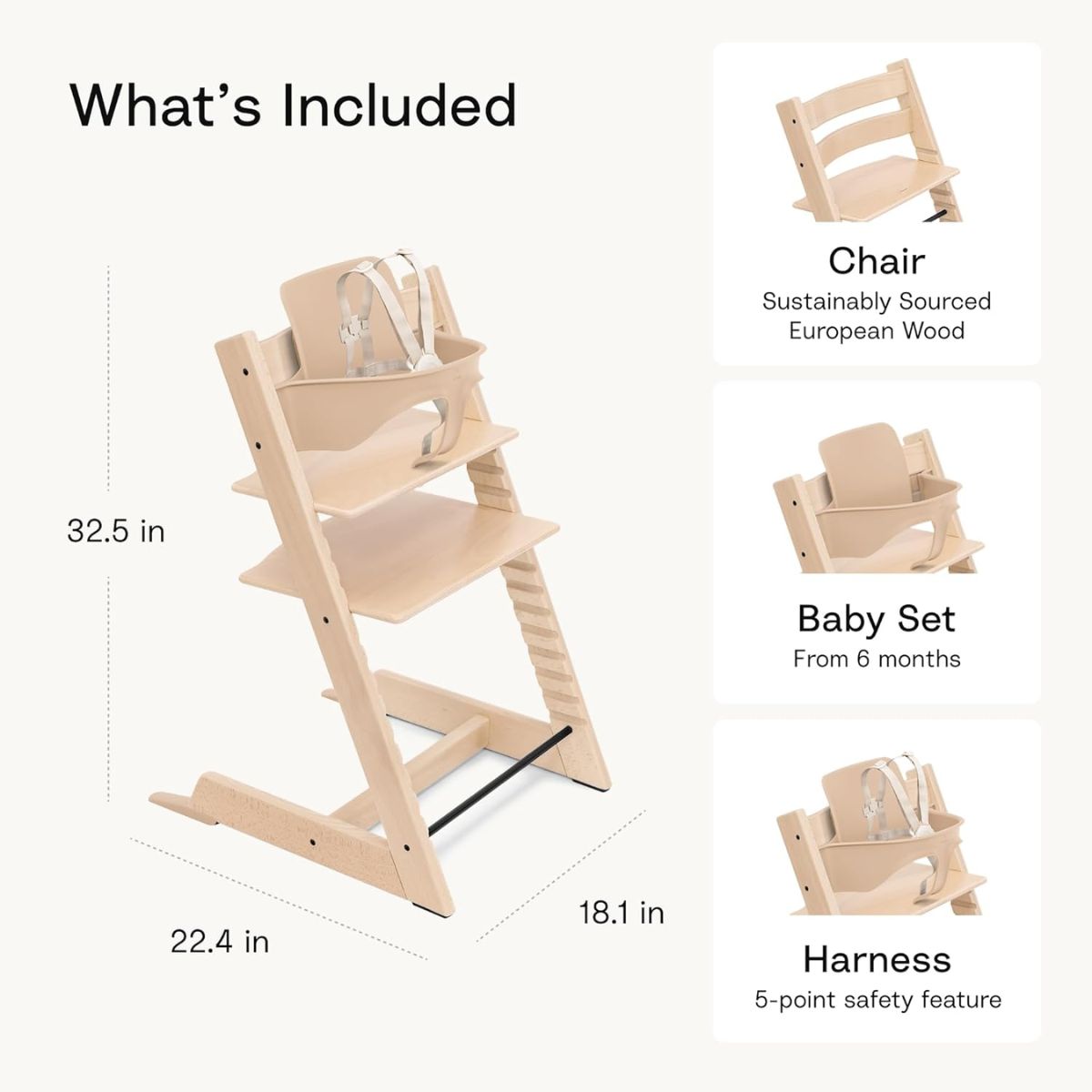 Stokke Tripp Trapp High Chair Natural with Tray - Heather Mauve