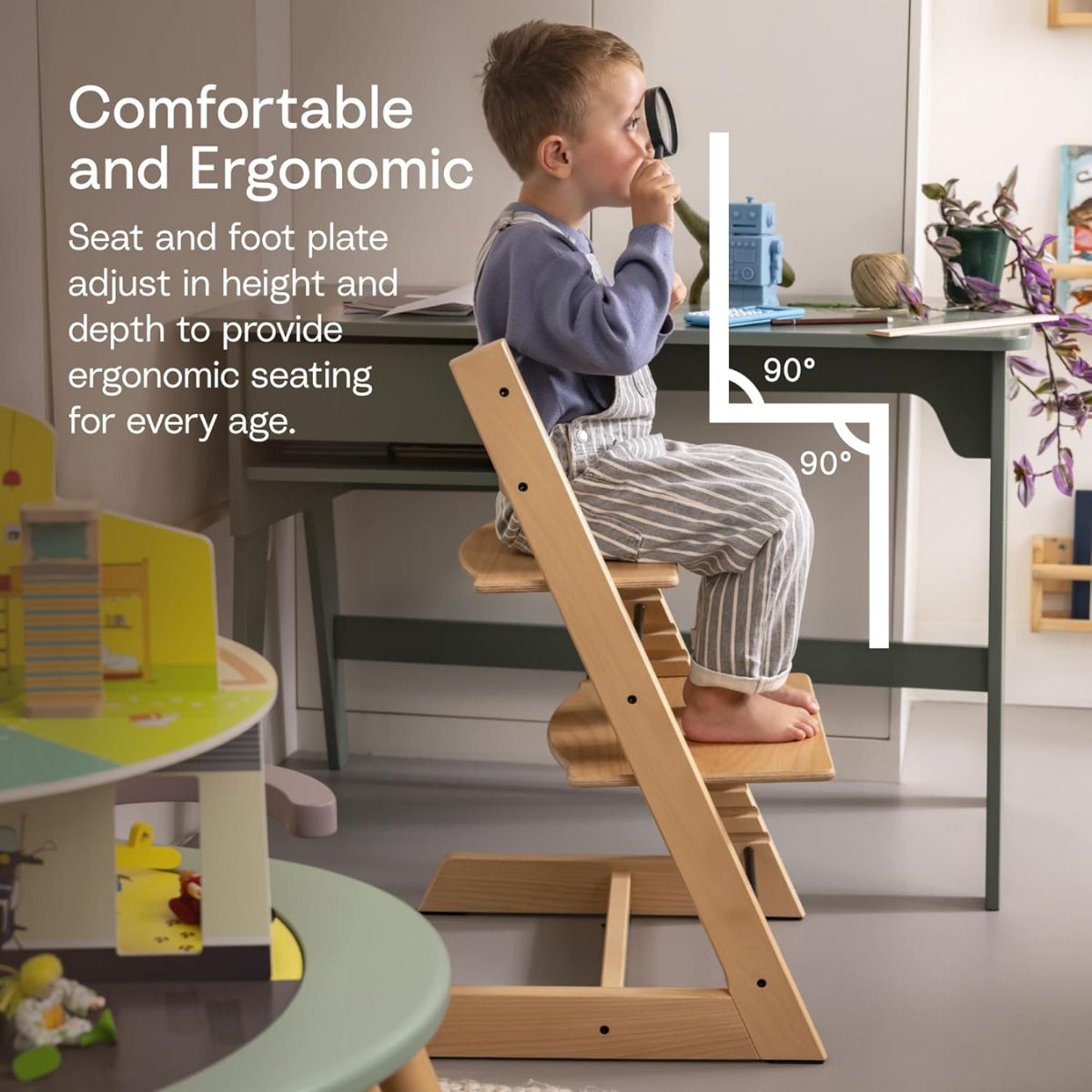Stokke Tripp Trapp High Chair Natural with Tray - Heather Mauve