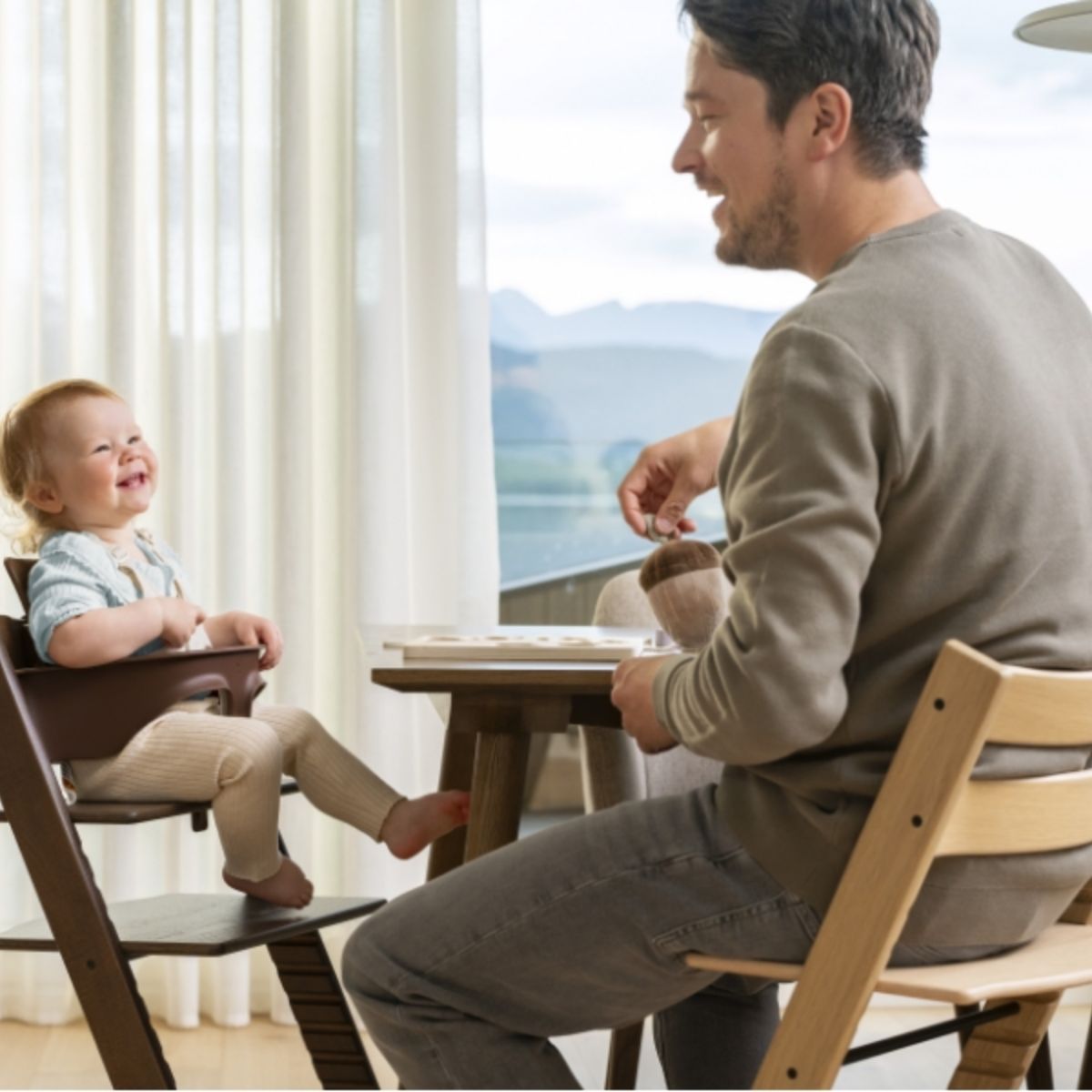 Stokke Tripp Trapp High Chair Natural with Tray - Heather Mauve on Luna Baby Store Miami