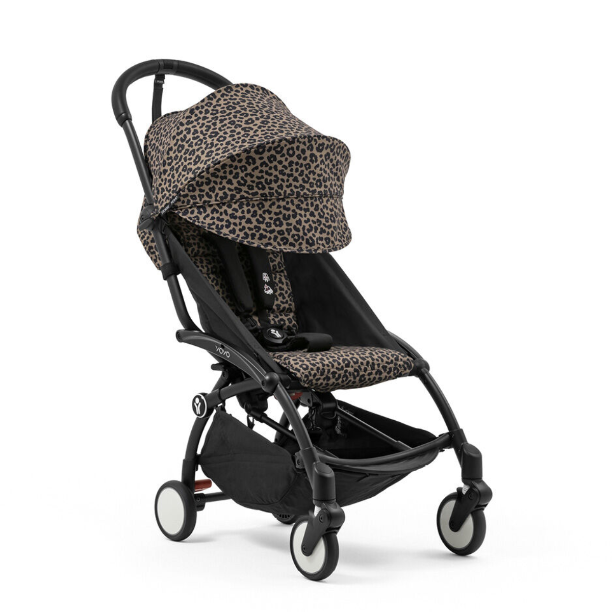 Stokke YOYO3 6+ Wild Collection Ultra-Compact Stroller - Leopard/Black Frame on Luna Baby Store Miami