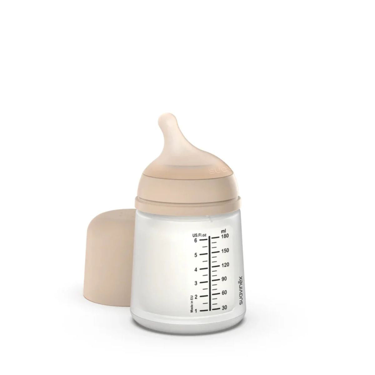 Suavinex Zero.Zero Anti-Colic Baby Bottle 6 oz Adaptable Flow 0M+ - Light Tone