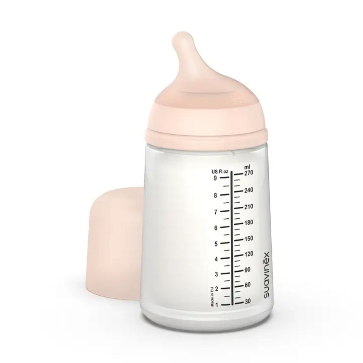 Suavinex Zero.Zero Anti-Colic Baby Bottle 9 oz Medium Flow 3M+ - Fair Tone