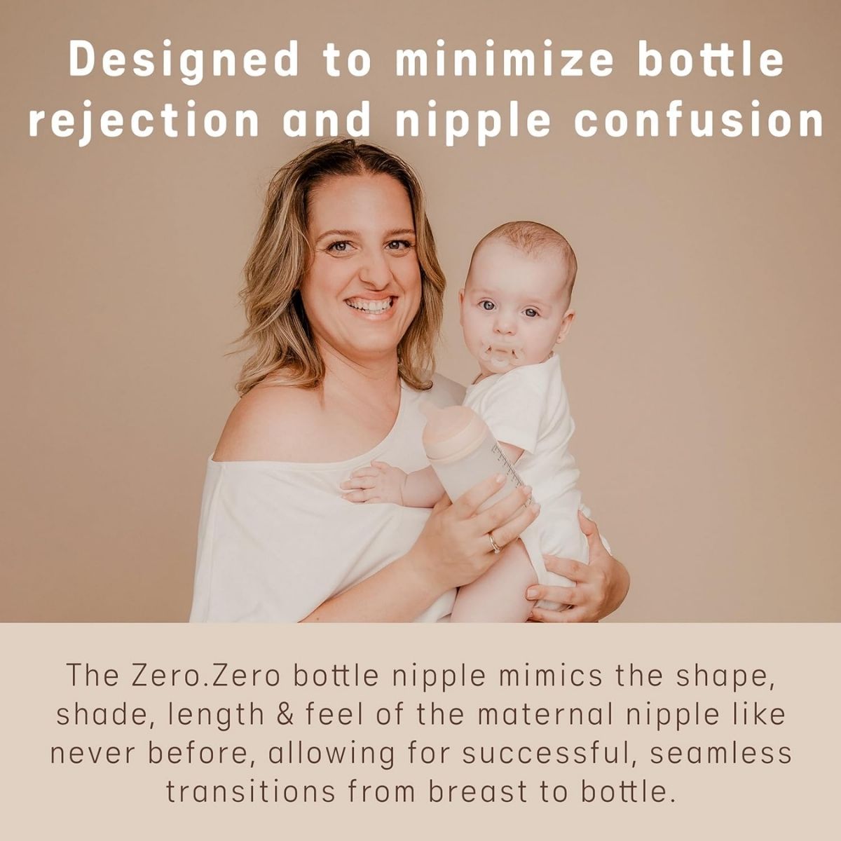 Suavinex Zero.Zero Asymmetrical Silicone Nipple Slow Flow 0M+ 2 Pack - Light Tone