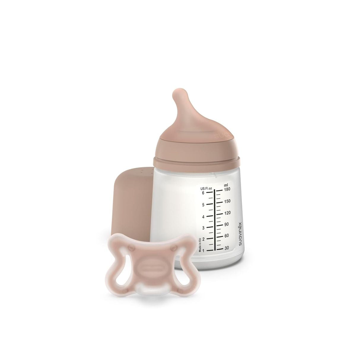 Suavinex Zero Zero Newborn Starter Set Anti Colic Baby Bottle + Pacifier, Adaptable Flow - Medium Tone