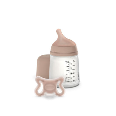 Suavinex Zero Zero Newborn Starter Set Anti Colic Baby Bottle + Pacifier, Adaptable Flow - Medium Tone