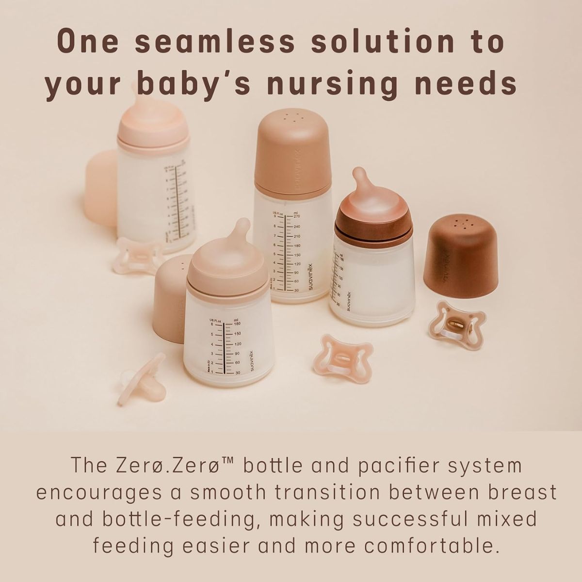 Suavinex Zero Zero Newborn Starter Set Anti Colic Baby Bottle + Pacifier, Adaptable Flow - Medium Tone on Luna Baby Store Miami