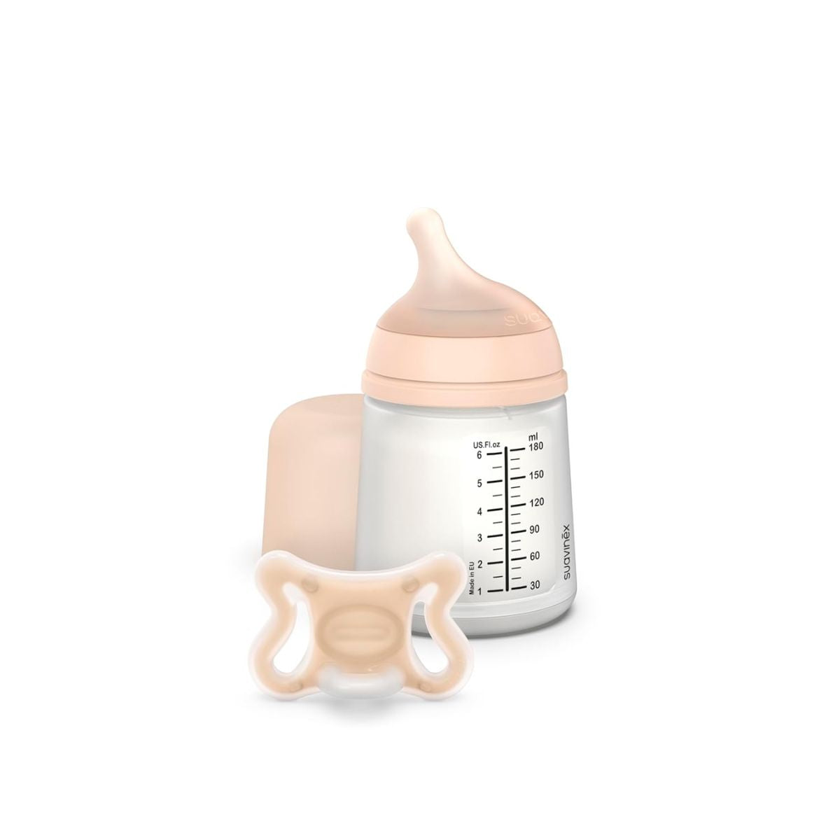Suavinex Zero Zero Newborn Starter Set Anti Colic Baby Bottle + Pacifier, Adaptable Flow - Fair Tone
