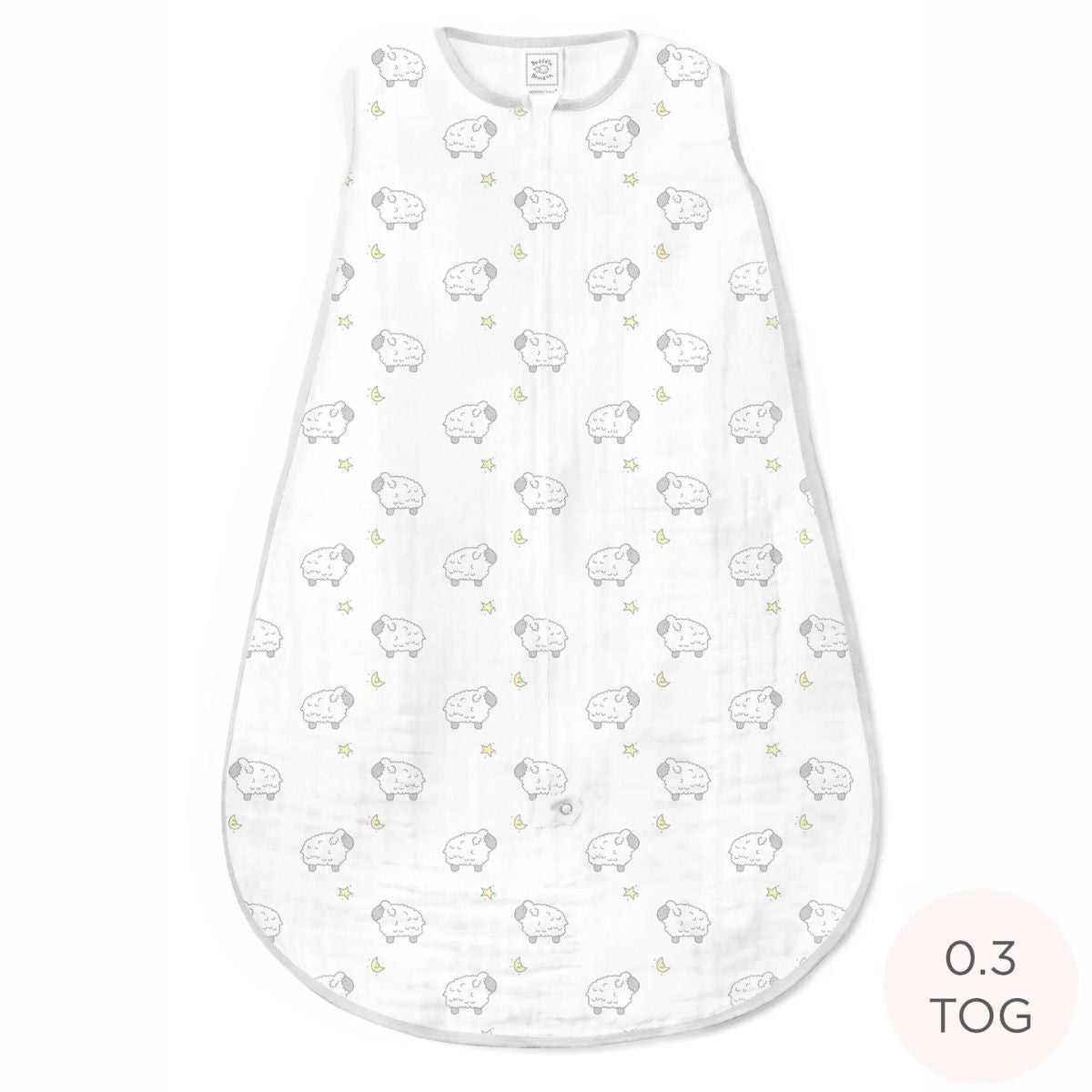Swaddle Designs Muslin Baby Sleep Sack zzZipMe Little Lambs Sterling - 6-12M
