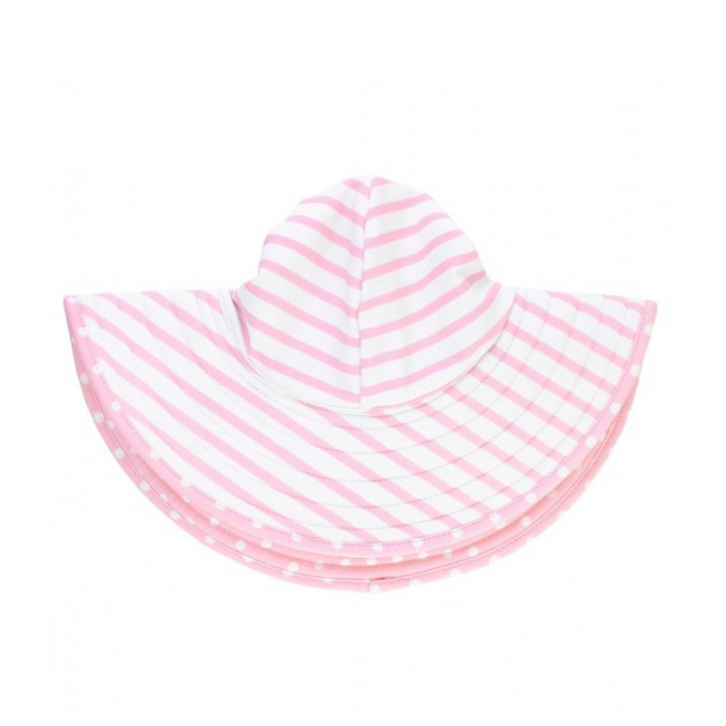 Ruffle Butts Swim Hat Pink Polka Dot Reversible