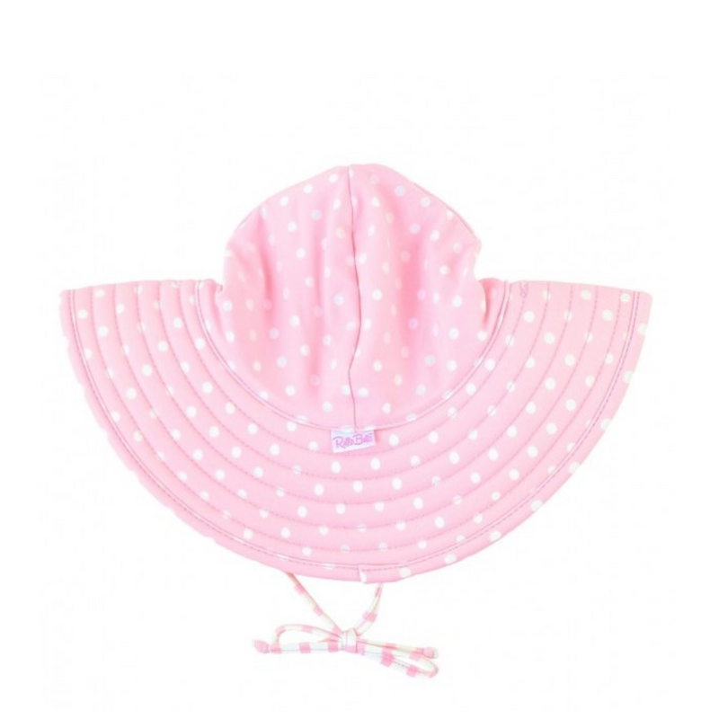 Ruffle Butts Swim Hat Pink Polka Dot Reversible