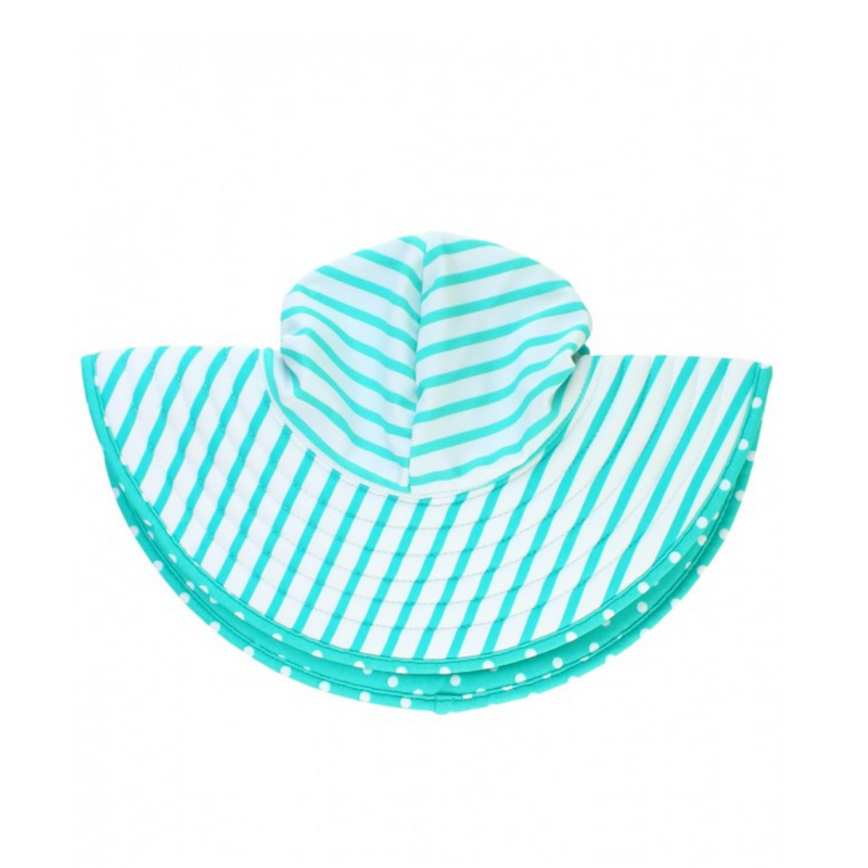 Ruffle Butts Swim Hat Aqua Polka Reversible