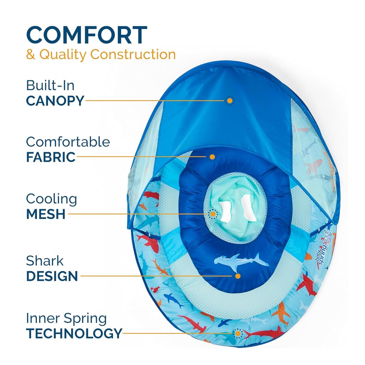 Swimways Baby Spring Float Sun Canopy 9-24M - Shark on Luna Baby Store Miami