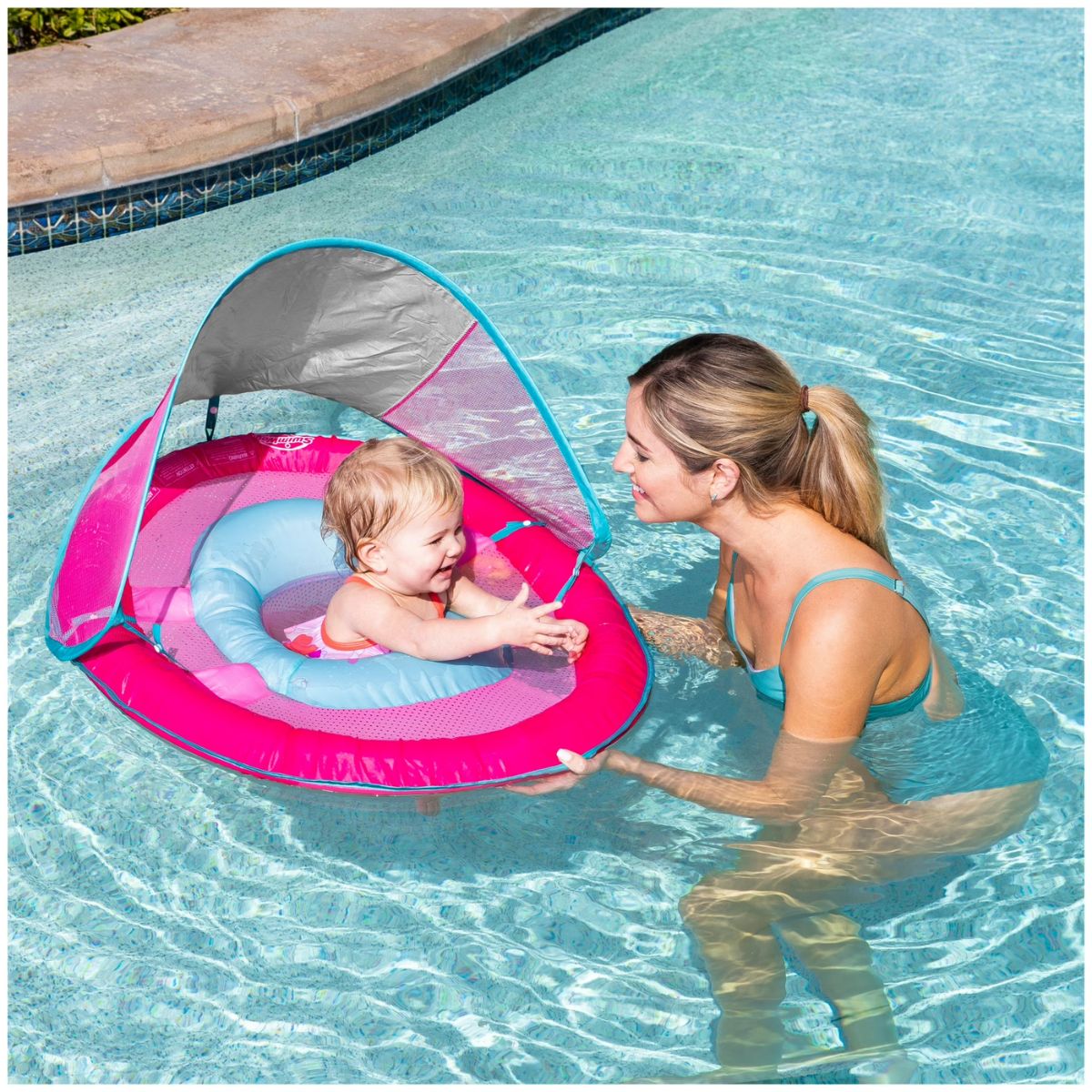 Swimways Baby Spring Float Sun Canopy 9-24M - Pink on Luna Baby Store Miami