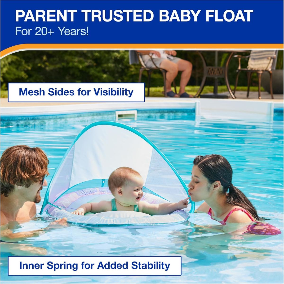 Swimways Sun Canopy Inflatable Baby Spring Float  9-24M - Mermaid - Protective Sun Canopy