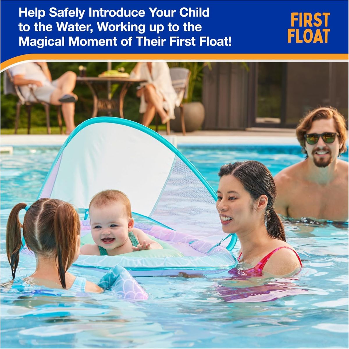 Swimways Sun Canopy Inflatable Baby Spring Float  9-24M - Mermaid