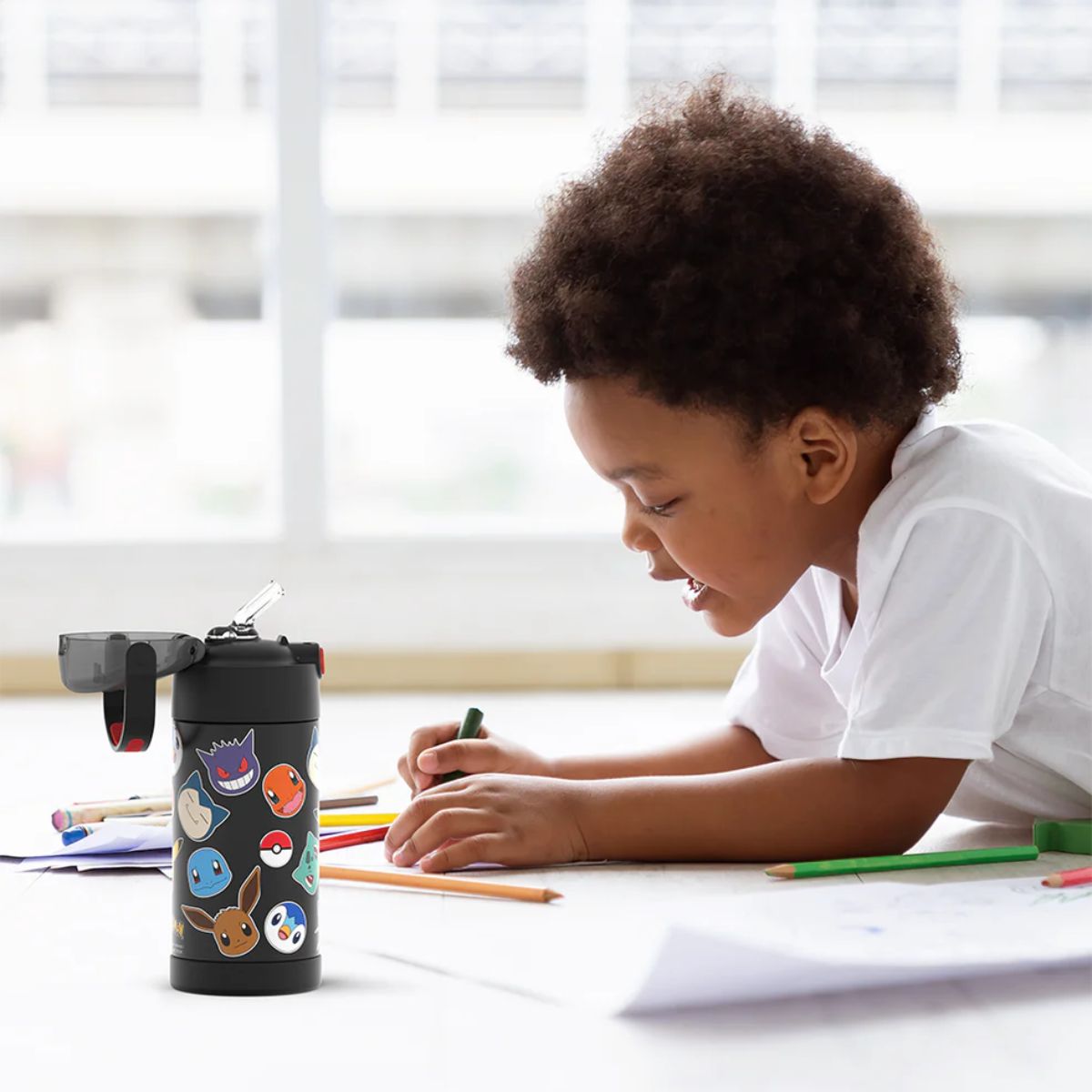 Thermos Funtainer Water Bottle With Straw 12 OZ - Pokémon - Hygienic, Kid-Friendly Design