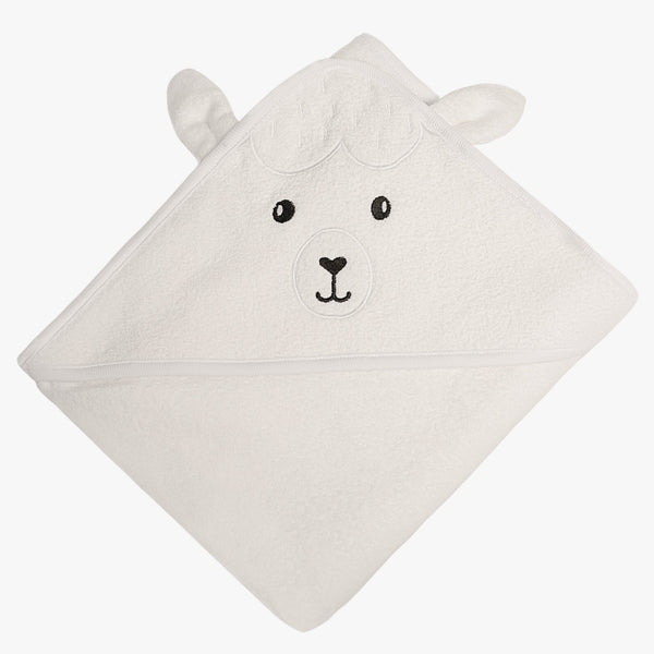 Llama Hooded Towel - White