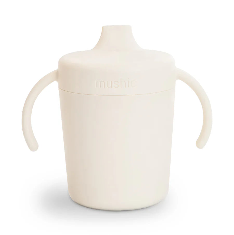 Mushie Trainer Sippy Cup - Ivory - Protects Delicate Fabrics
