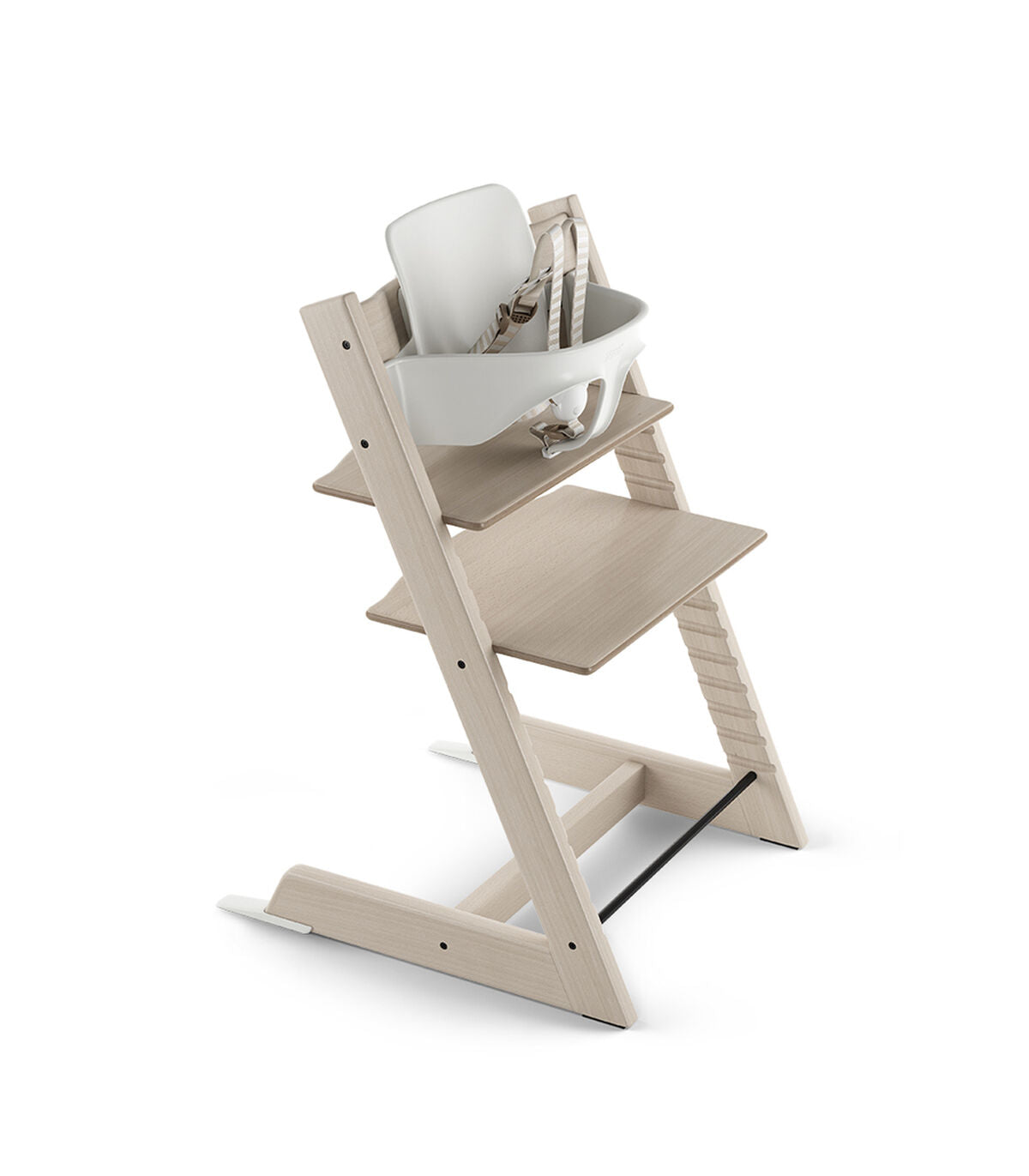 Stokke Tripp Trapp High Chair & Cushion With Tray - Whitewash Nordic Grey on Luna Baby Store Miami
