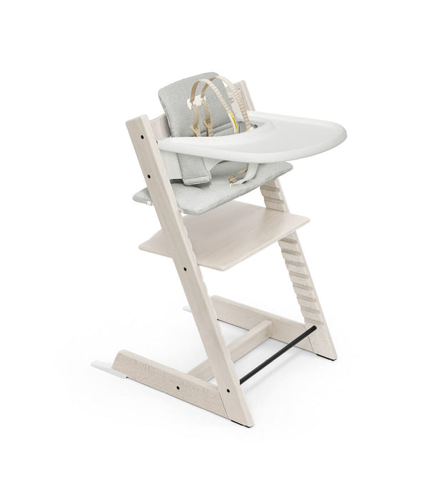Tripp Trapp High Chair & Cushion With Tray - Whitewash Nordic Grey